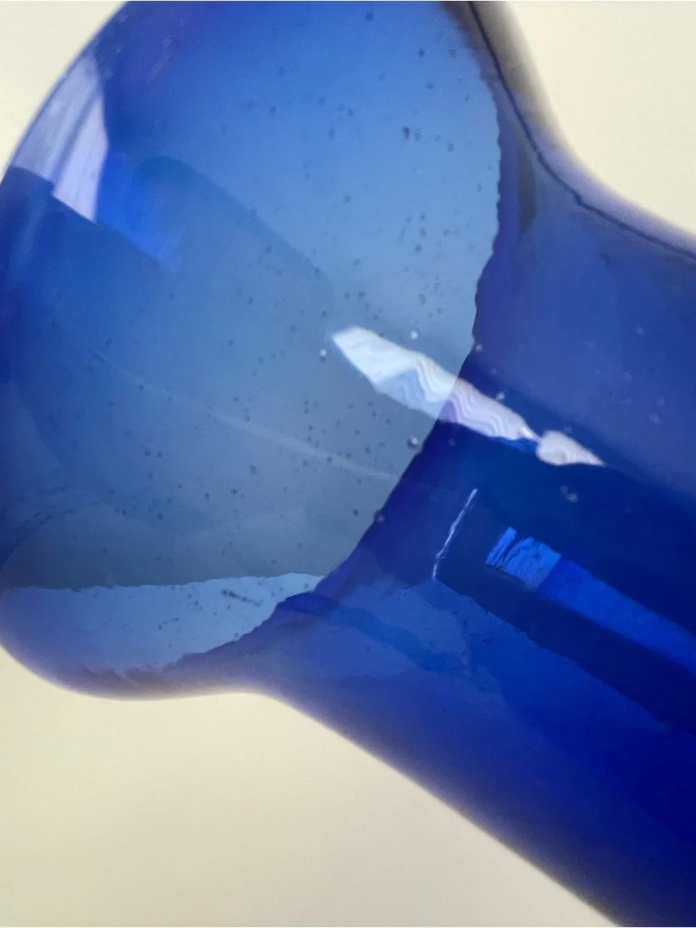 Crate & Barrel Hand Blown Mexican Cobalt Blue Art Glass Trumpet Vase 7.5